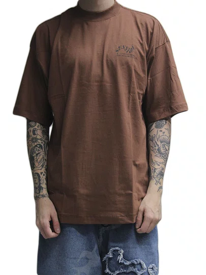 Camiseta Masculina Session Scary Manga Curta Estampada - Marrom