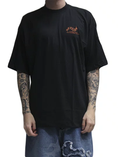 Camiseta Masculina Session Scary Manga Curta Estampada - Preto