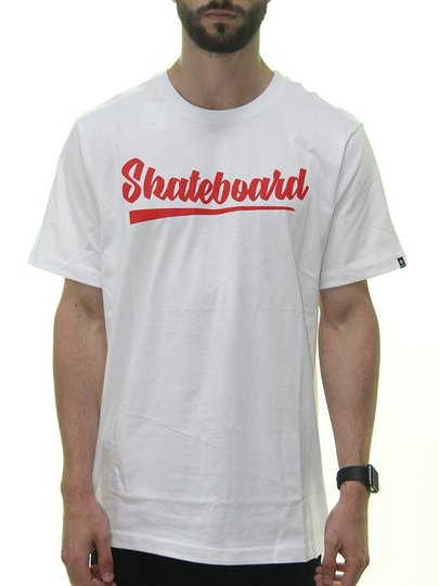Camiseta Masculina Session Skateboard Manga Curta Estampada - Branco/Vermelho