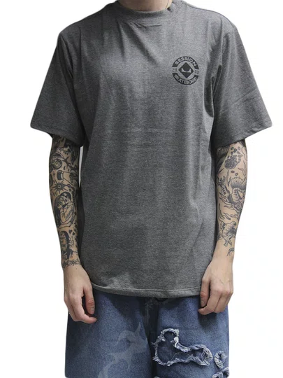 Camiseta Masculina Session Skateboard Manga Curta Estampada - Chumbo Mesclado