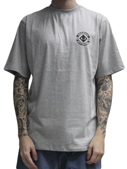 Camiseta Masculina Session Skateboard Manga Curta Estampada - Cinza Mesclado