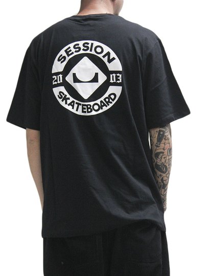 Camiseta Masculina Session Skateboard Manga Curta Estampada - Preto