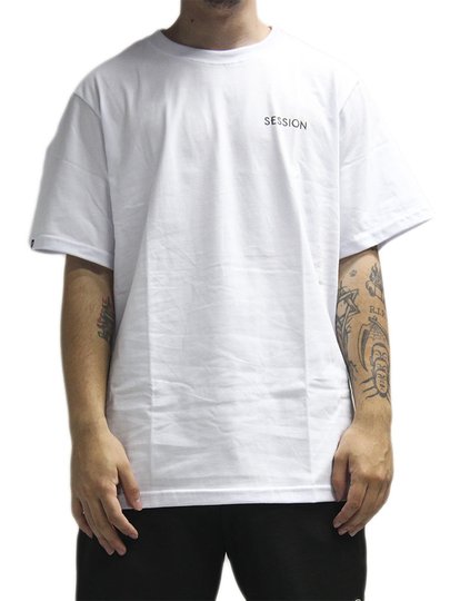 Camiseta Masculina Session Snake SK8 Manga Curta Estampada - Branco