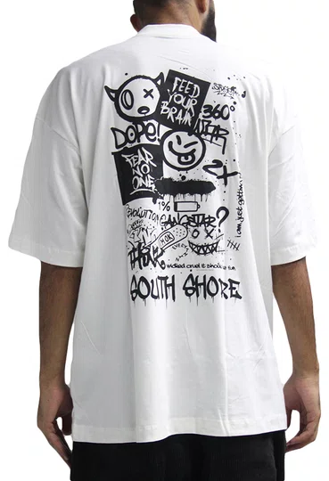 Camiseta Masculina South Shore Clean Manga Curta Estampada - Off White