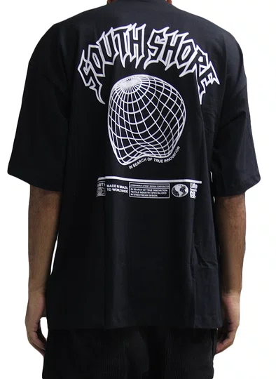 Camiseta Masculina South Shore Clean Manga Curta Estampada - Preto
