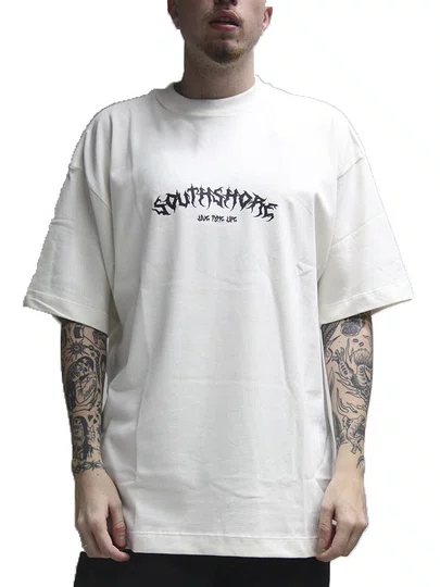 Camiseta Masculina South Shore Overhype Manga Curta Estampada - Off White