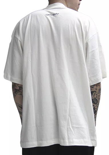 Camiseta Masculina South Shore Oversized Fire Manga Curta Estampada - Off White