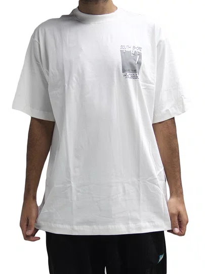 Camiseta Masculina South Shore Square Manga Curta Estampada - Off White