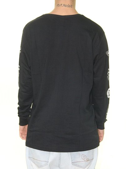 Camiseta Masculina South To South Chest Logo Manga Longa - Preto