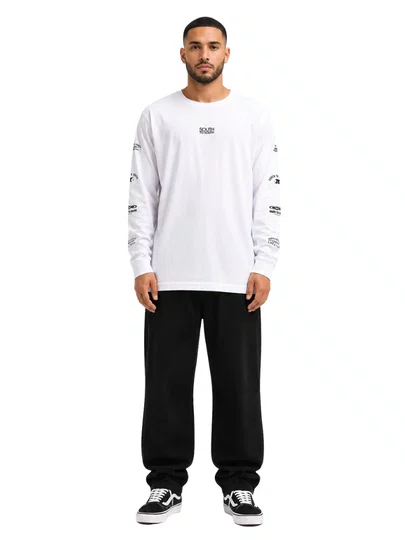 Camiseta Masculina South To South Manga Longa Estampada - Branco