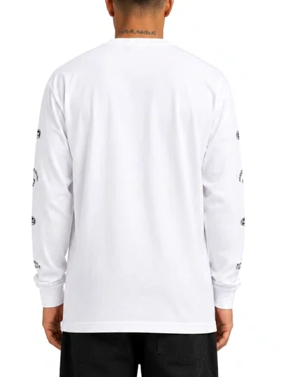Camiseta Masculina South To South Manga Longa Estampada - Branco