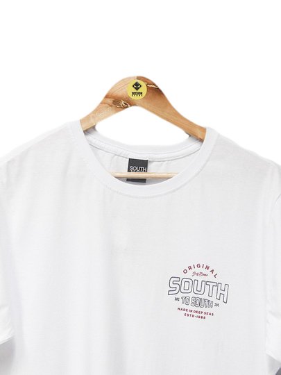Camiseta Masculina South To South Originals Manga Curta Estampada - Branco