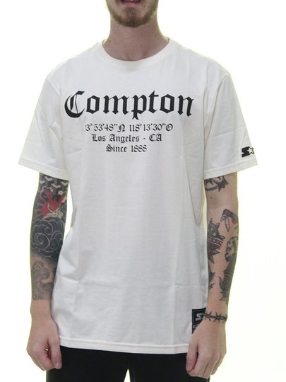 Camiseta Masculina Starter Compton Manga Curta Estampada - Creme