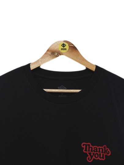 Camiseta Masculina Thank You Manga Curta Estampada - Preto