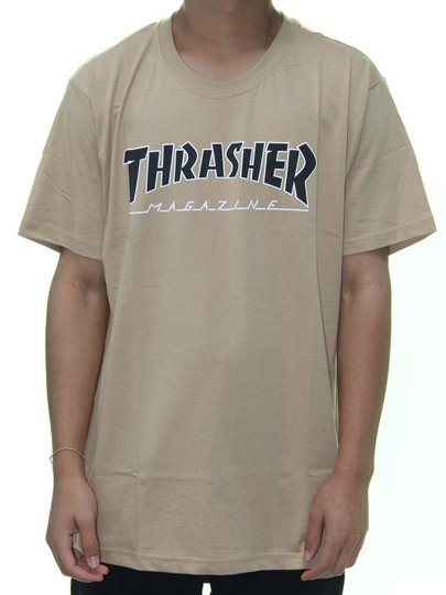 Camiseta Masculina Tharaher Outlined Manga Curta Estampada - Bege