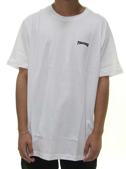 Camiseta Masculina Thrasher Especial Logo Bottom Manga Curta Estampada - Branco