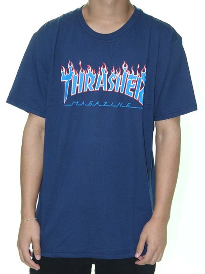 Camiseta Masculina Thrasher Patriot Manga Curta Estampada - Marinho