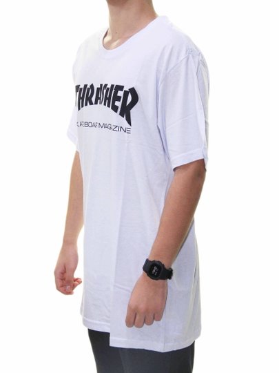 Camiseta Masculina Thrasher Skate Mag Manga Curta Estampada - Branco