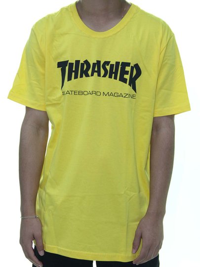 Camiseta Masculina Thrasher Skate Magazine Manga Curta Estampada - Amarelo