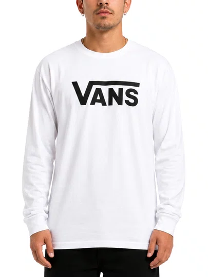 Camiseta Masculina Vans Classic Manga Longa Estampada - Branco