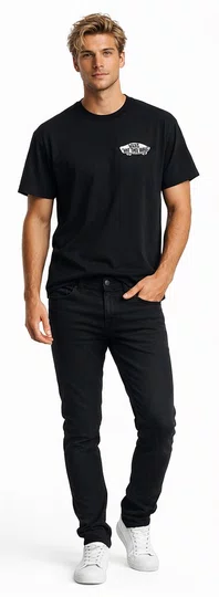 Camiseta Masculina Vans Double Standard Manga Curta Estampada - Preto