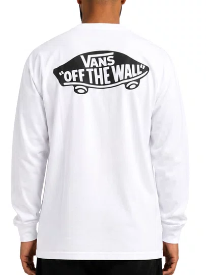 Camiseta Masculina Vans Double Standard Manga Longa Estampada - Branco