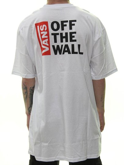 Camiseta Masculina Vans Off The Wall Manga Curta Estampada - Branco