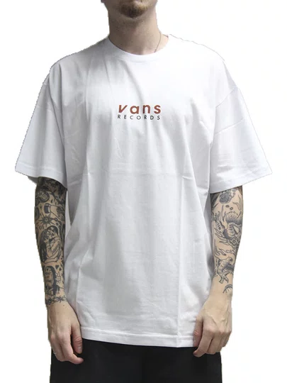 Camiseta Masculina Vans Records SS Manga Curta Estampada - Branco