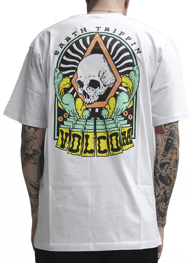 Camiseta Masculina Volcom Arched Manga Curta Estampada - Branco