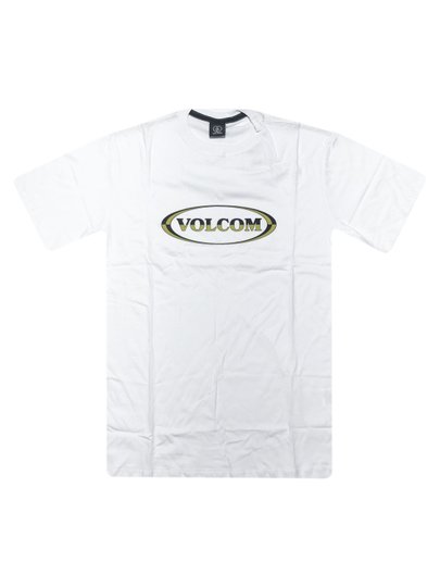 Camiseta Masculina Volcom Cleen Manga Curta Estampada - Branco