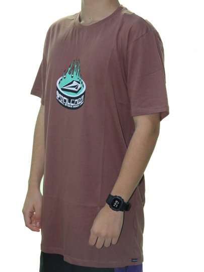 Camiseta Masculina Volcom Fish Grease Manga Curta - Vinho