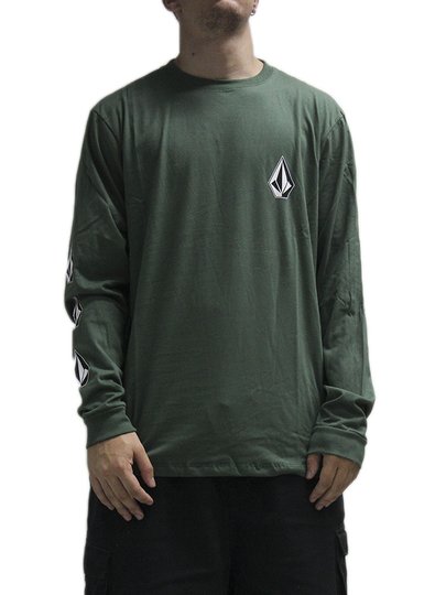 Camiseta Masculina Volcom Iconic Manga Longa Estampada - Verde