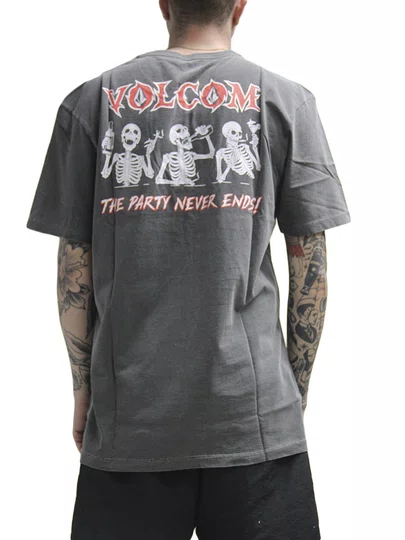 Camiseta Masculina Volcom Party Never Manga Curta Estampada - Preto