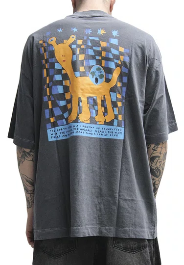 Camiseta Masculina Volcom Punk Rock Love Manga Curta Estampada - Cinza