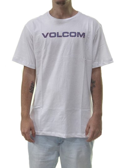 Camiseta Masculina Volcom Silk Euro MC Manga Curta Estampada - Branco