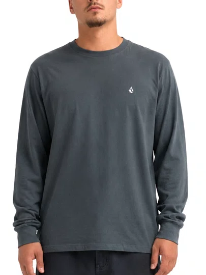 Camiseta Masculina Volcom Silk Stone Blanks Manga Longa Estampada - Cinza