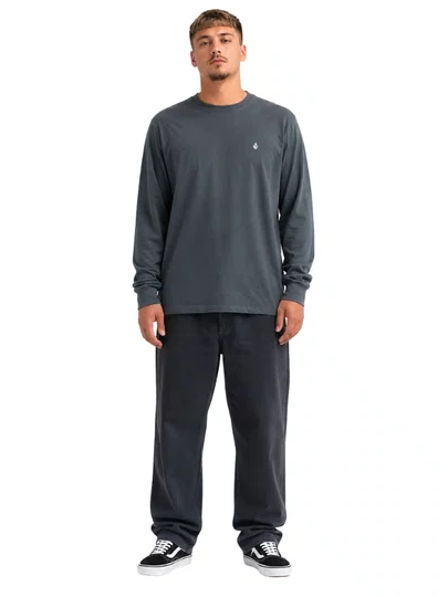 Camiseta Masculina Volcom Silk Stone Blanks Manga Longa Estampada - Cinza