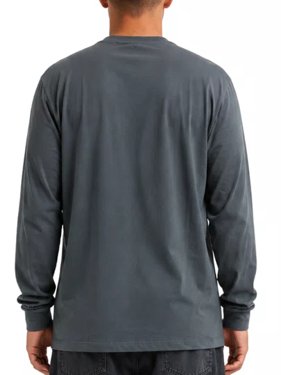 Camiseta Masculina Volcom Silk Stone Blanks Manga Longa Estampada - Cinza