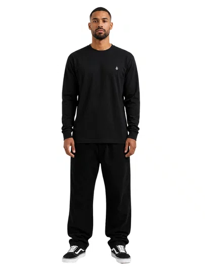 Camiseta Masculina Volcom Stone Blanks Manga Longa Estampada - Preto
