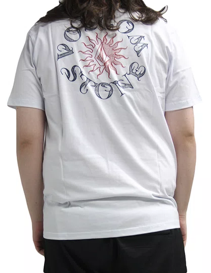 Camiseta Masculina Volcom Sunshiner Manga Curta Estampada - Branco