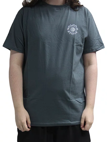 Camiseta Masculina Volcom Sunshiner Manga Curta Estampada - Cinza/Chumbo