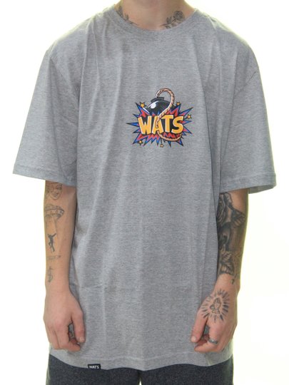 Camiseta Masculina Wats Bomb Manga Curta Estampada - Cinza/Mescla