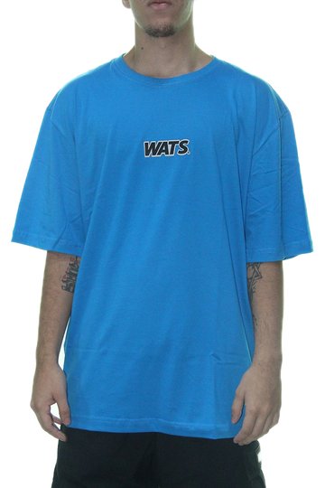 Camiseta Masculina Wats Classic Patch Manga Curta Estampada - Azul