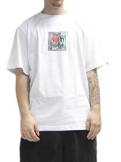 Camiseta Masculina Wats Corrida Manga Curta Estampada - Branco