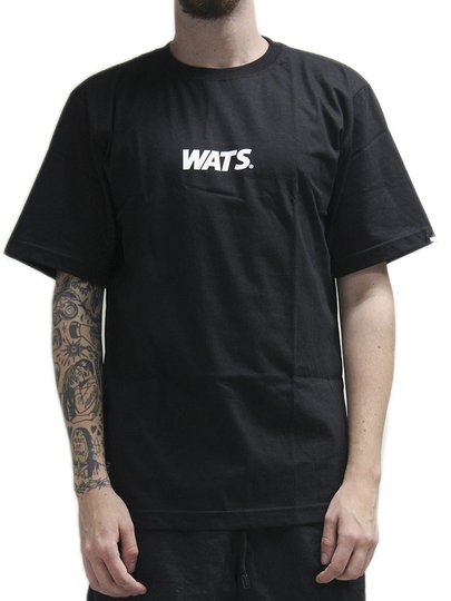 Camiseta Masculina Wats Logo Central Manga Curta Estampada - Preto