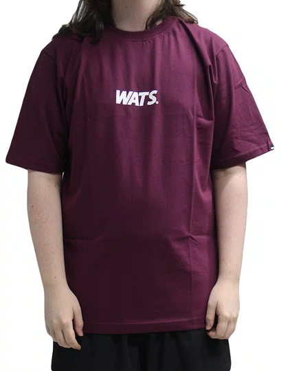 Camiseta Masculina Wats Logo Central Manga Curta Estampada - Vinho