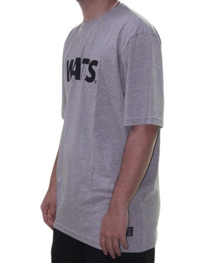 Camiseta Masculina Wats Logo Manga Curta Estampada - Cinza/Mescla