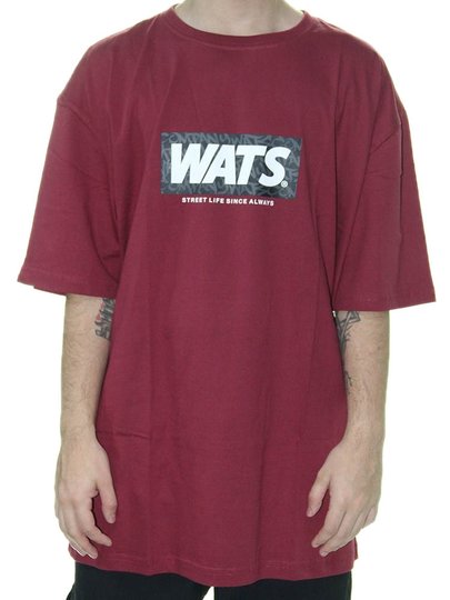 Camiseta Masculina Wats Manga Curta Estampada - Bordô
