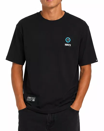 Camiseta Masculina Wats Mini Logo Manga Curta Estampada - Preto