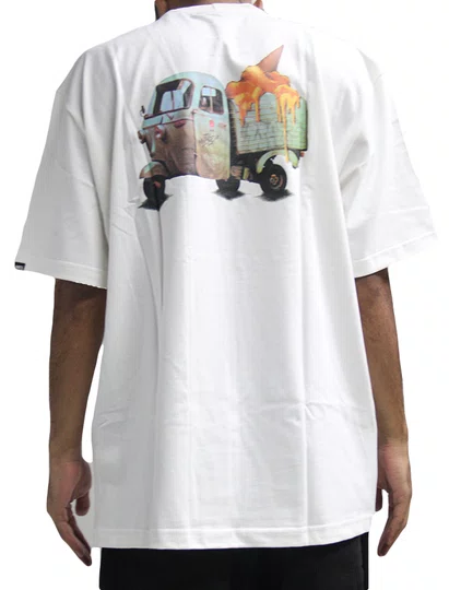Camiseta Masculina Wats Over Deleon Manga Curta Estampada - Off White